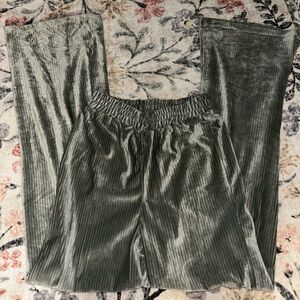 Streetwear Society Velvet Ribbed Pants in Sage